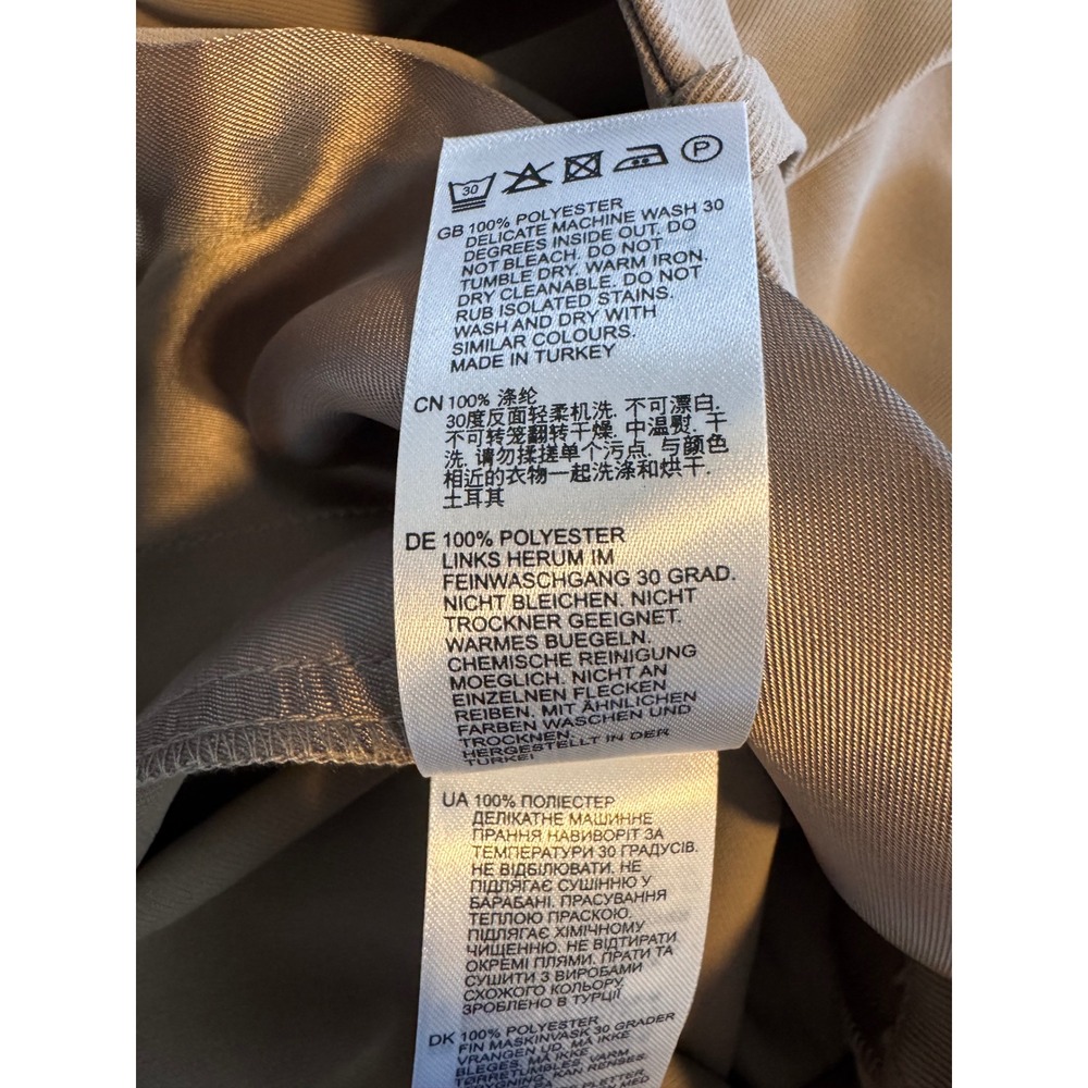 Reiss Eden Wide Leg Twill Trousers Mink Neutral High Rise Elastic Back Pants 6R - Picture 7 of 7